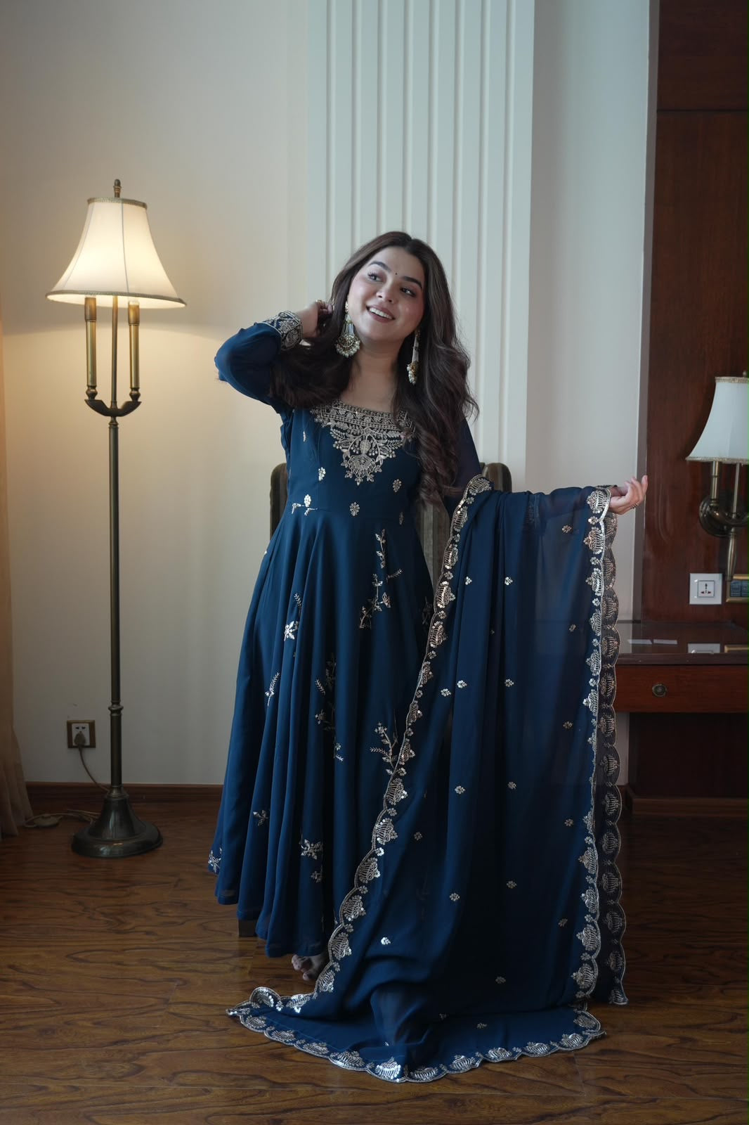 Anarkali Suit – Navy Blue xxl
