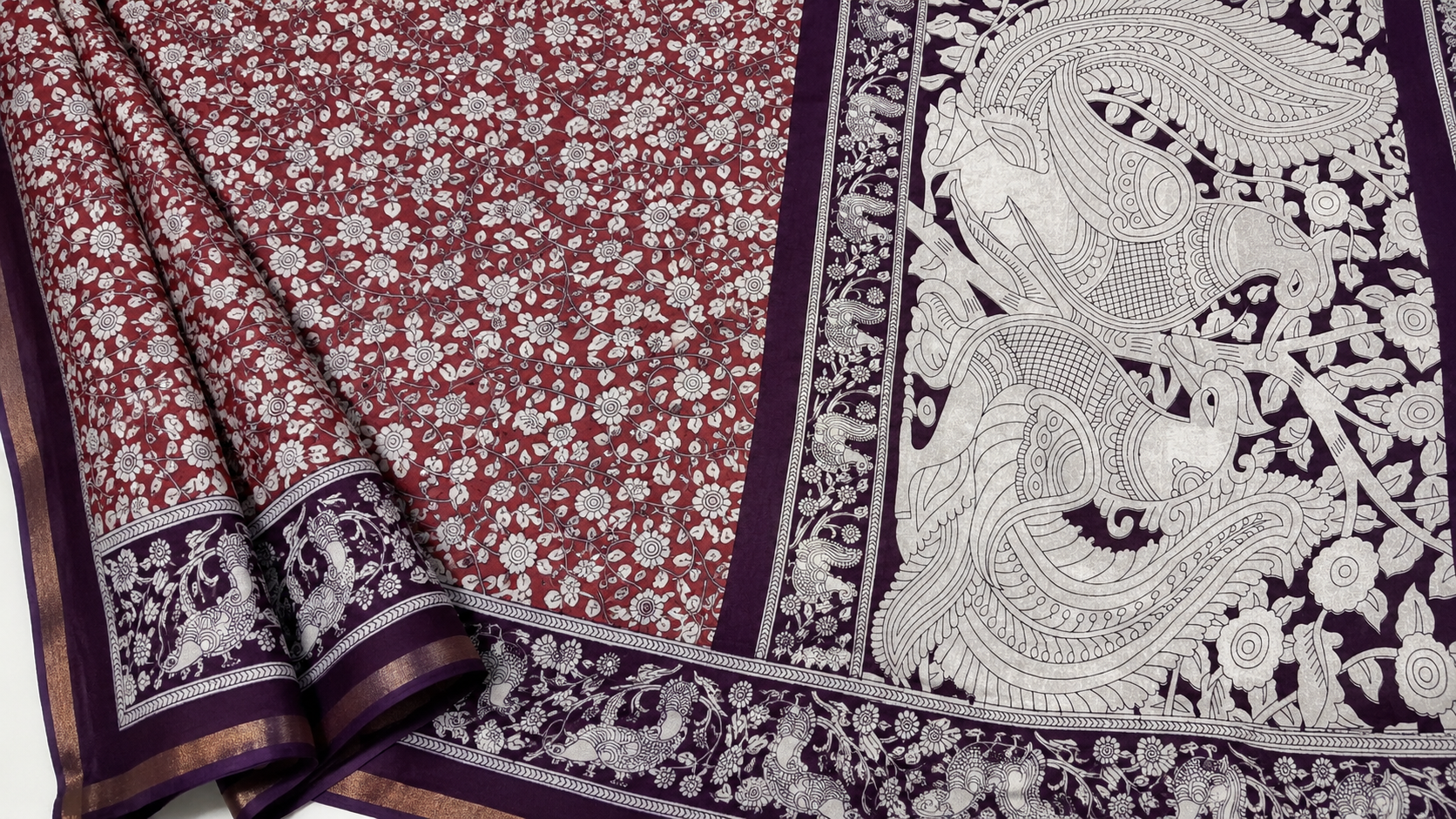 Tussar Silk Saree with Contrast Rich Pallu & Blouse