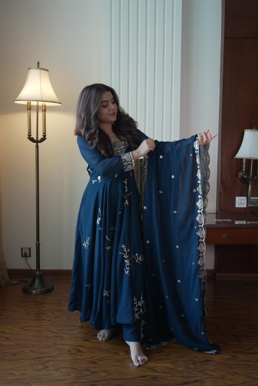 Anarkali Suit – Navy Blue xxl