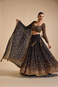 Black & Gold Sequin Lehenga Choli Set