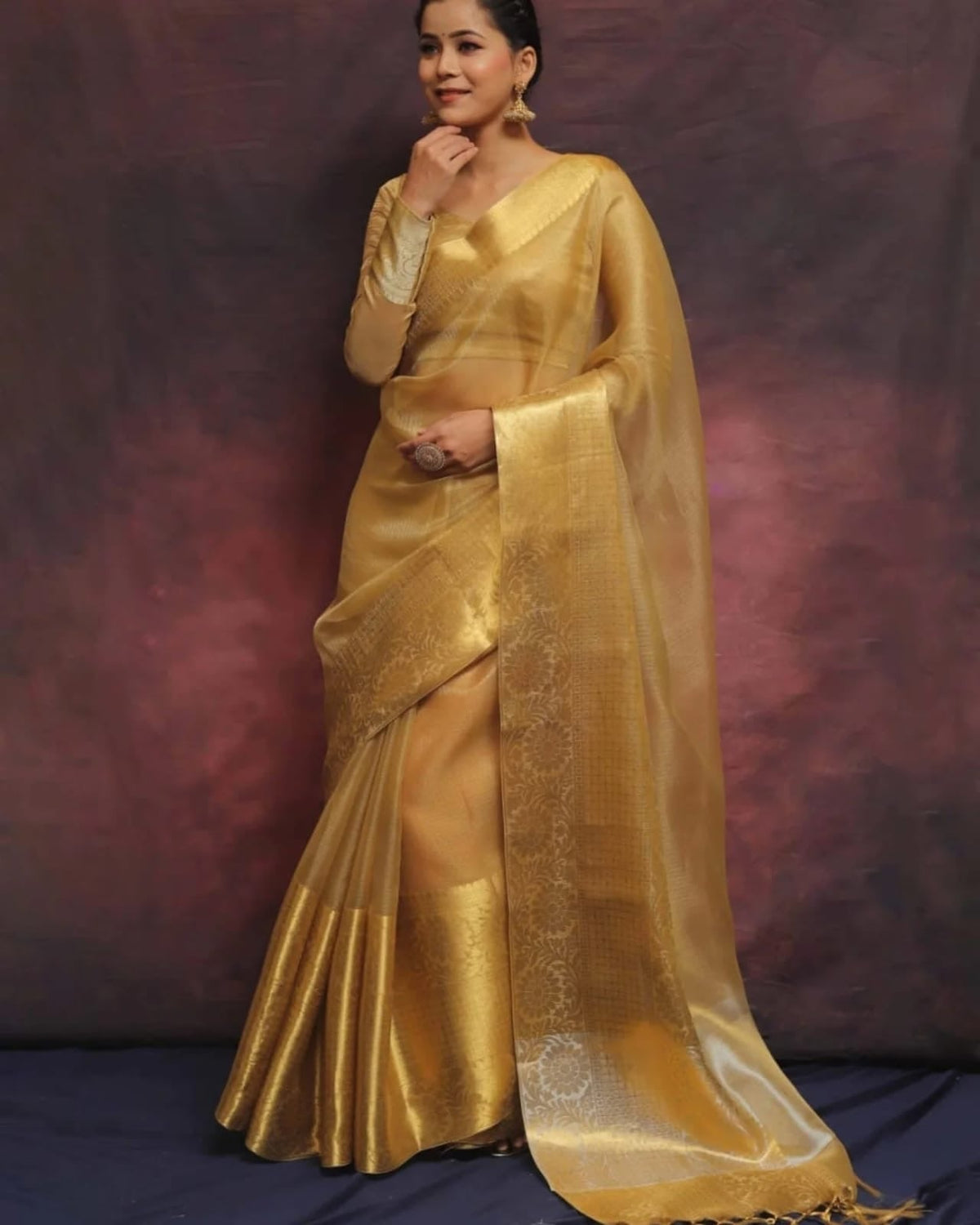 Banarasi Tissue Kota Check Saree