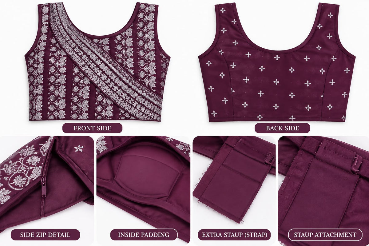 Plum Embellished Lehenga Set – XXL size