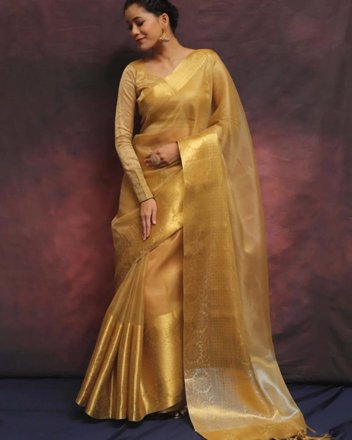 Banarasi Tissue Kota Check Saree