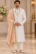 Ivory Embroidered Sherwani – Size 44