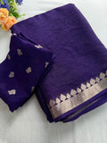 Royal Purple Banarasi Silk Saree with Silver Zari Border