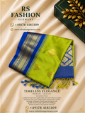 Soft Silk Saree – Grün & Blau