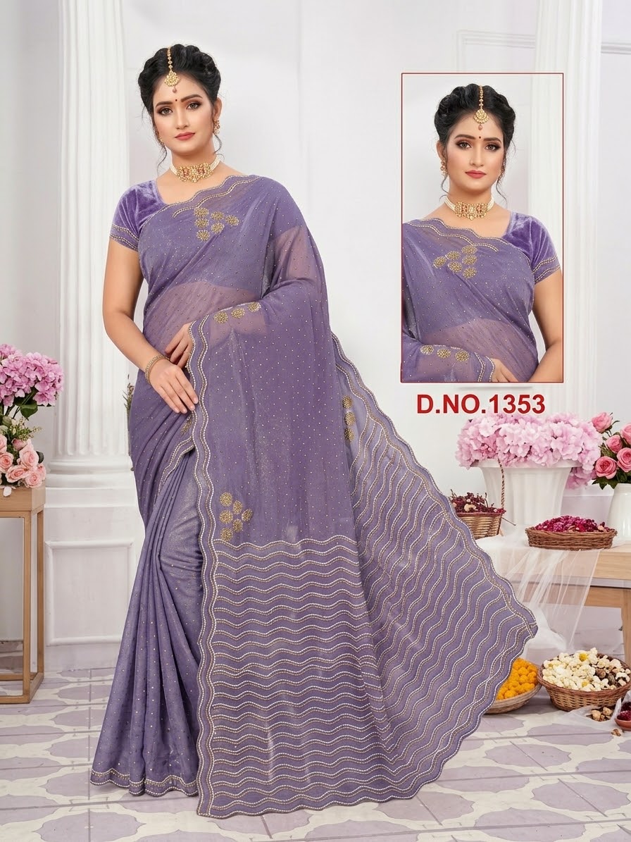 Purple Chiffon Party Saree