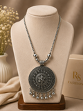 Silver Mandala Pendant Necklace with Ghungroo