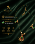 Gold Necklace – Red & Green Floral Pendant