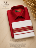 Veshti with Shirt – Red - 8 Mulam 44 size XXL
