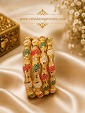 Gold Bangles - Leaf Design