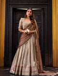 Elegantes Lehenga-Set Grau & Braun S Major to XXL