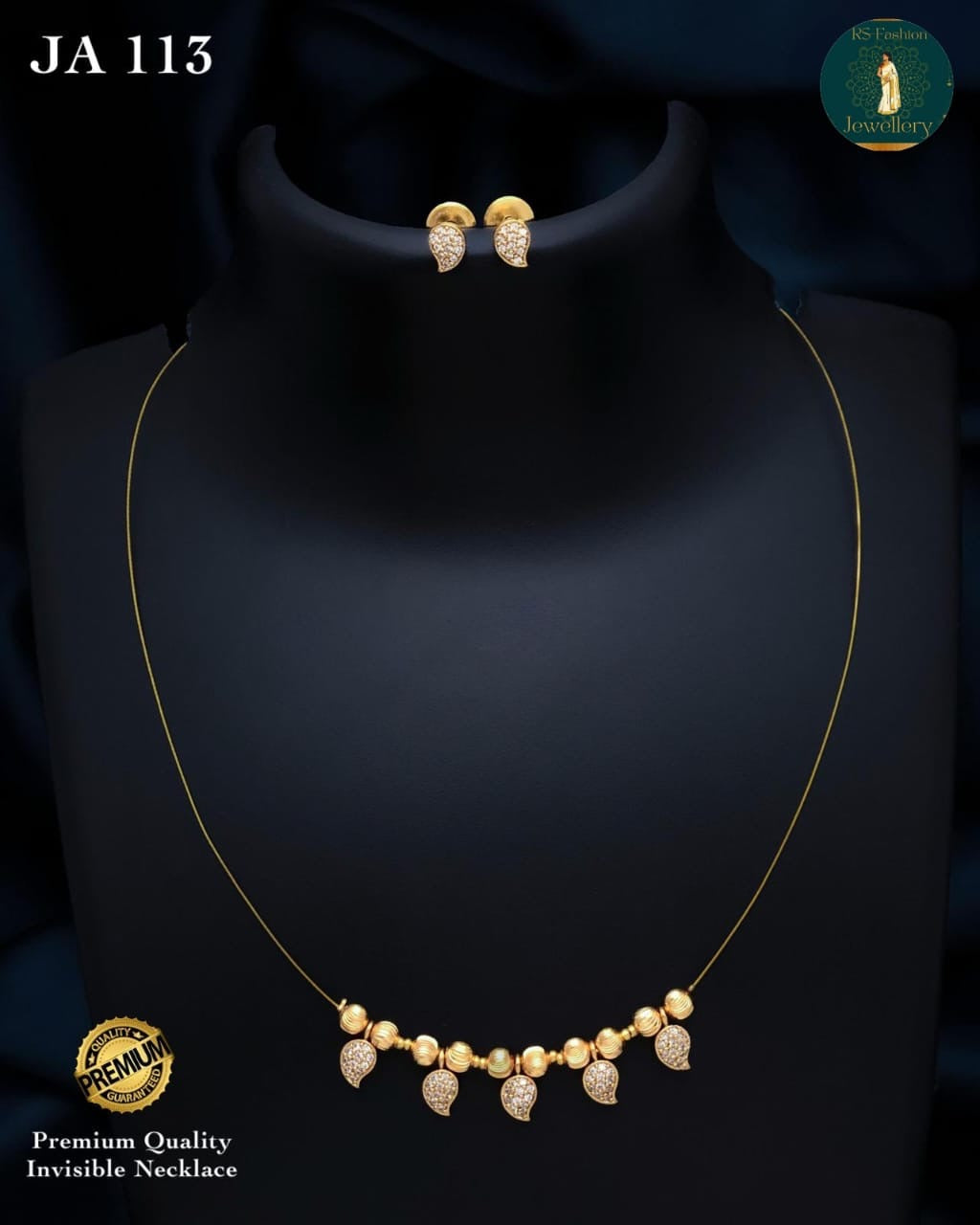 JA 113 – Invisible Chain Necklace Set Gold necklace