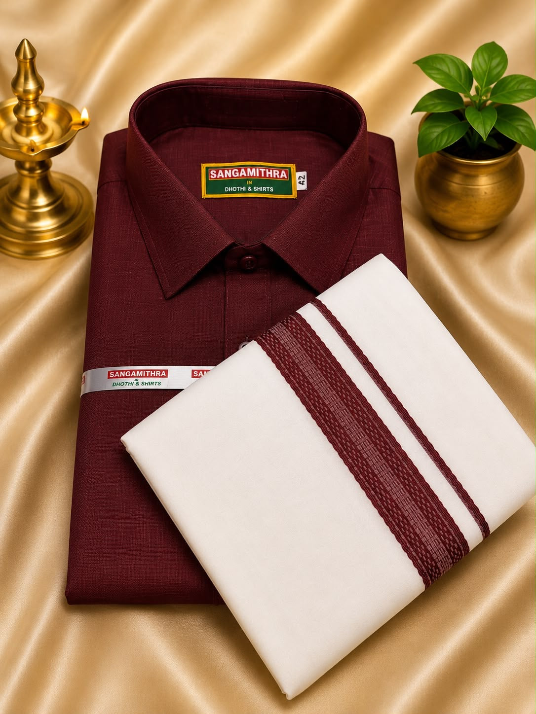 Men Veshti 4 Mulam & Shirt 42 size