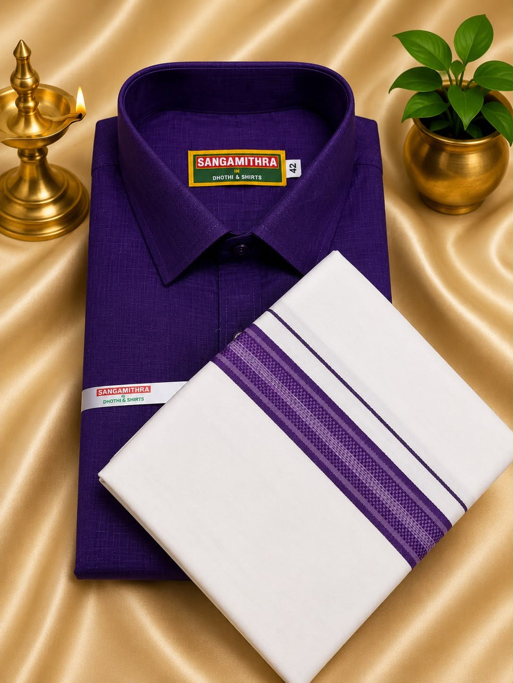 Men Veshti 4 Mulam & Shirt 42 size