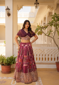 Wine Burgundy Lehenga Choli Set M size