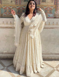 White Chikankari Anarkali Size M