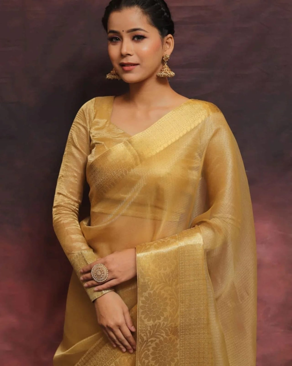 Banarasi Tissue Kota Check Saree