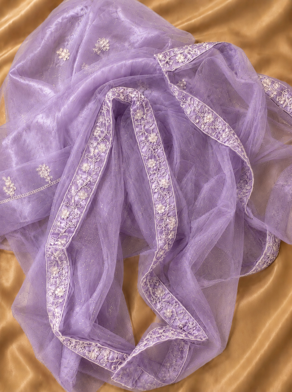 Lavender Embroidered Lehenga Set Unstiched blouse