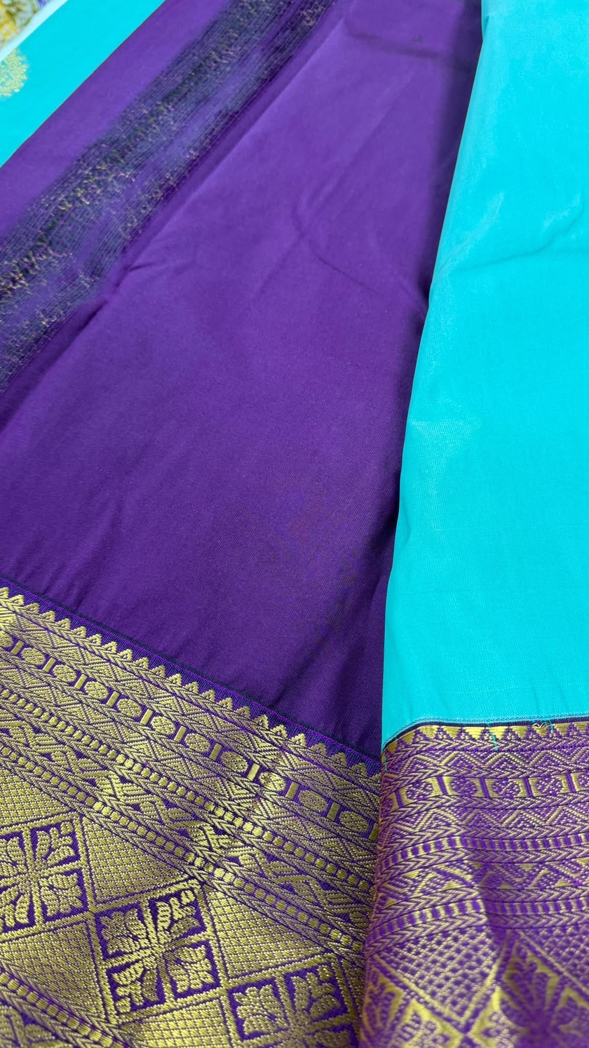 Silk Saree Türkis-Lila
