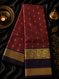 Kanjivaram Silk Saree – Bordeaux/Purple with Gold