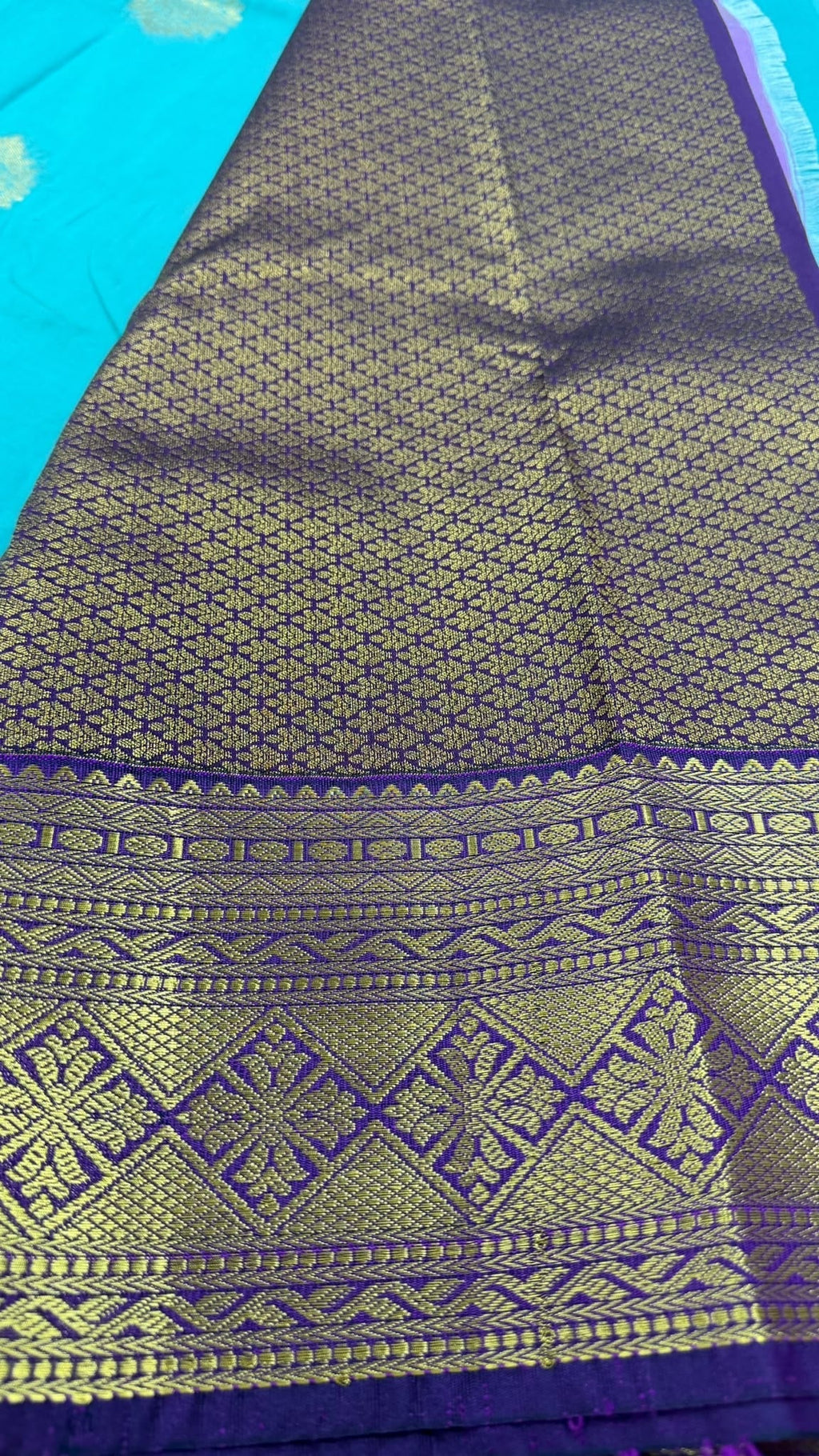 Silk Saree Türkis-Lila