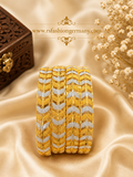 Gold Bangles - Silver Accent Beads