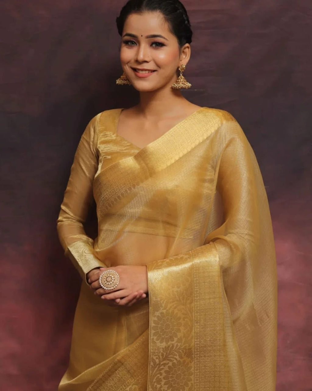 Banarasi Tissue Kota Check Saree