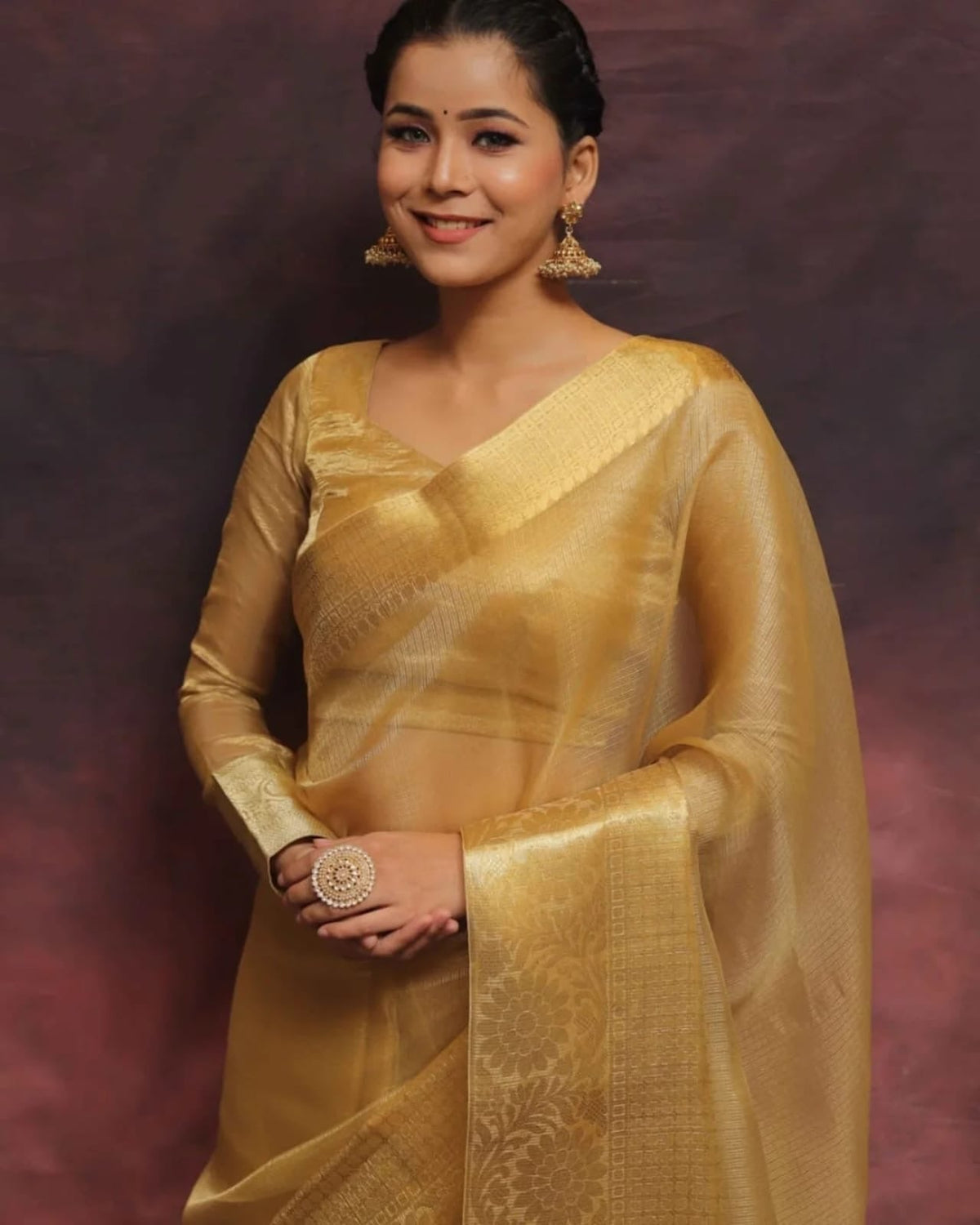 Banarasi Tissue Kota Check Saree