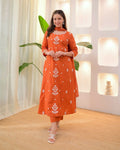 Orange Embroidered top Set XL