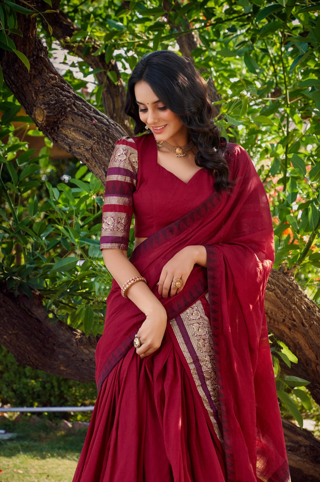 🌷 Lehenga Choli – NIRUPA | Pure Chanderi mit Zari