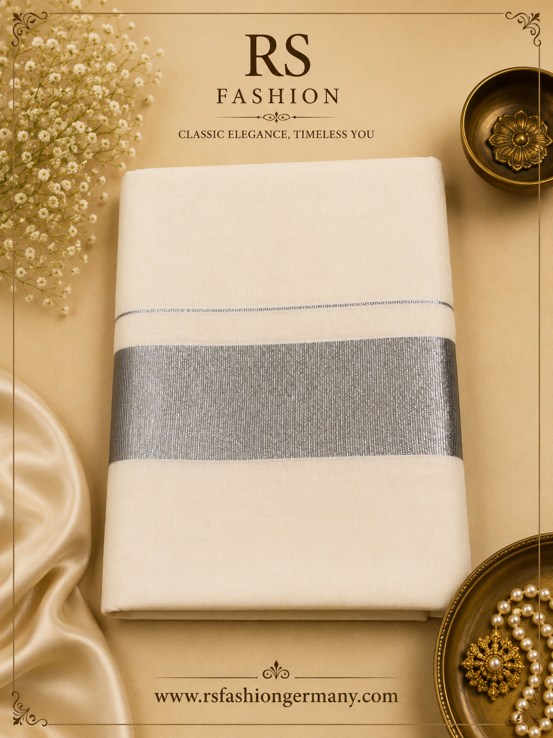 Kerala Saree – goud/wit geruit