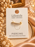 Goldfarbener Nasenring Piercing mit Zirkonia-Steinreihe
