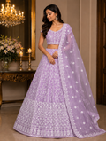 Lavender Embroidered Lehenga Set Unstiched blouse