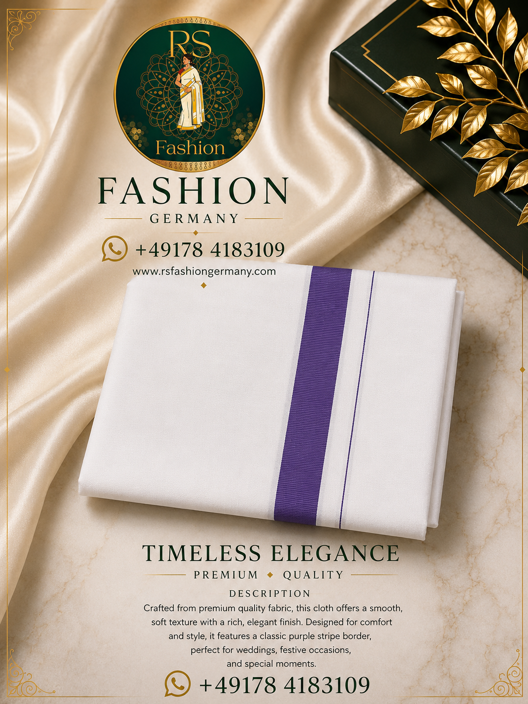 8 Mulam Cotton Veshti – Purple