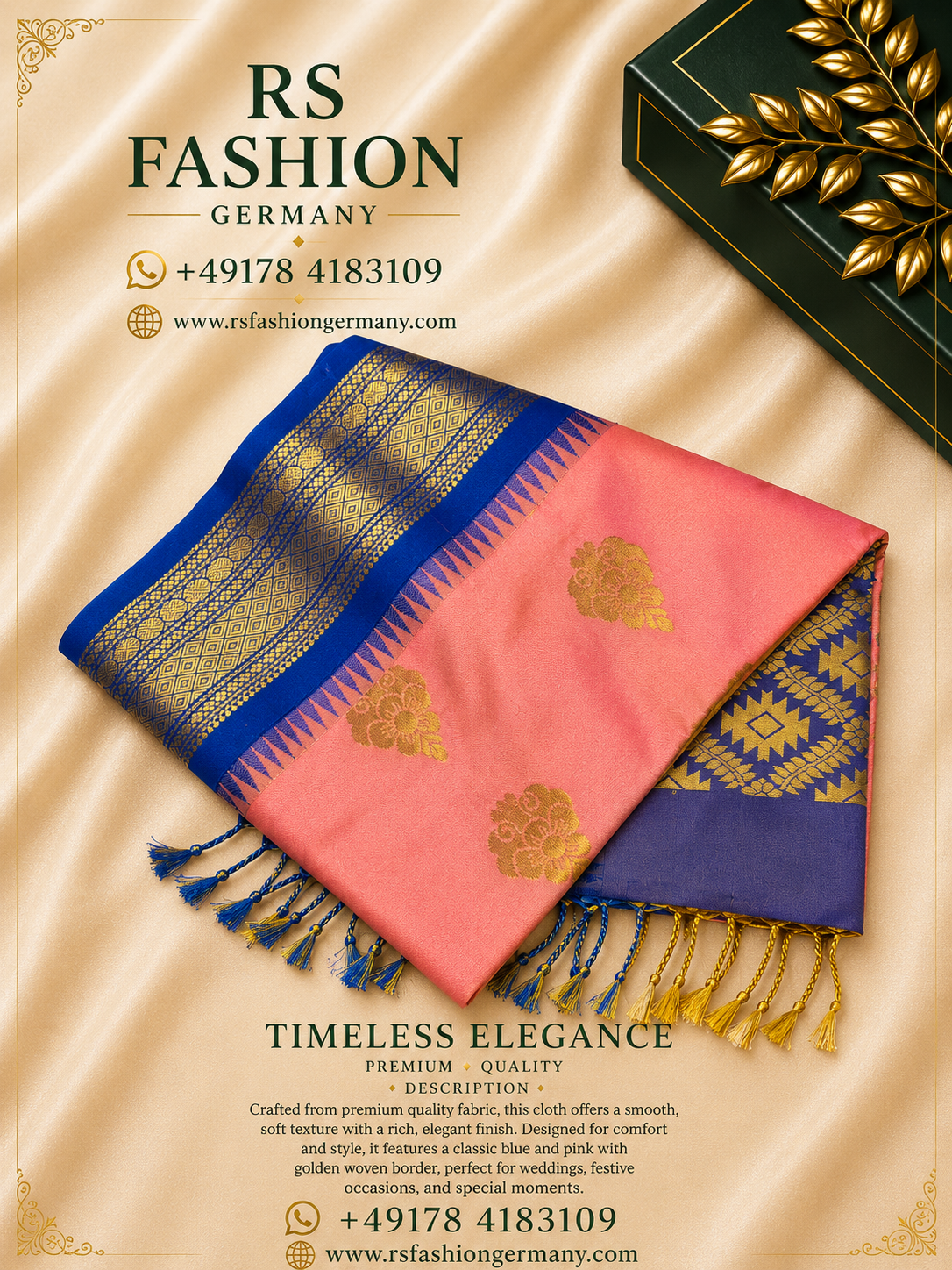 Soft Silk Sari – Roze & Blauw