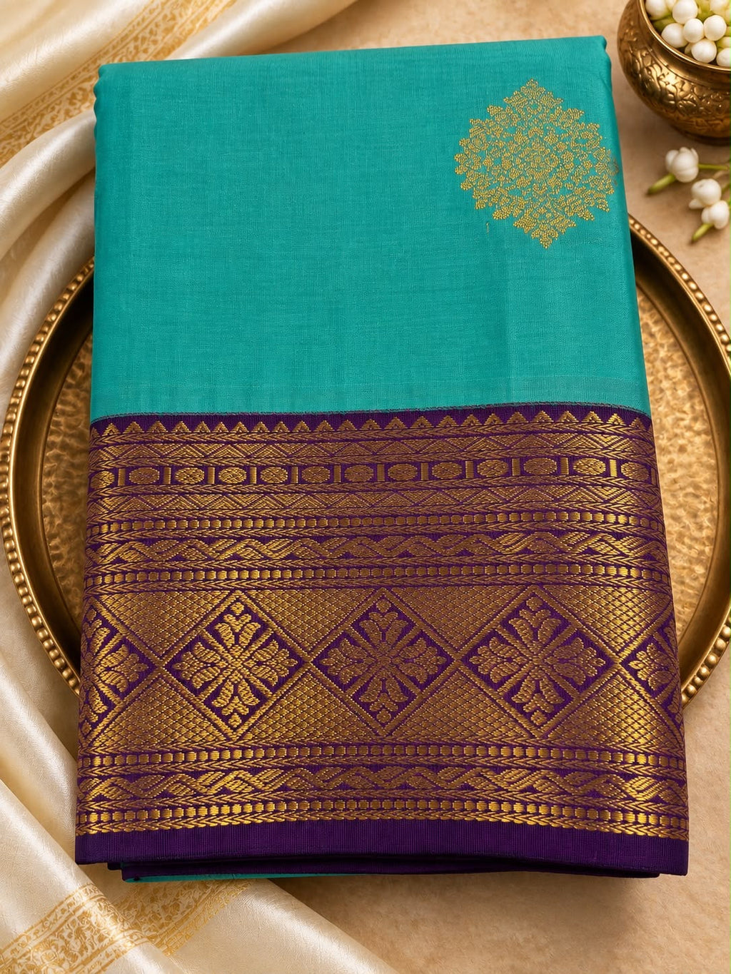 Silk Saree Türkis-Lila