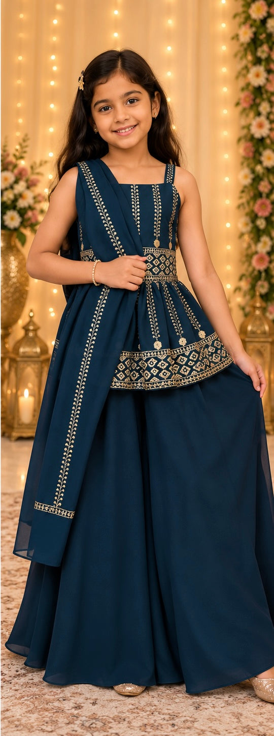 Girls Kids Dress  Embroidered Peplum Set 4-5
