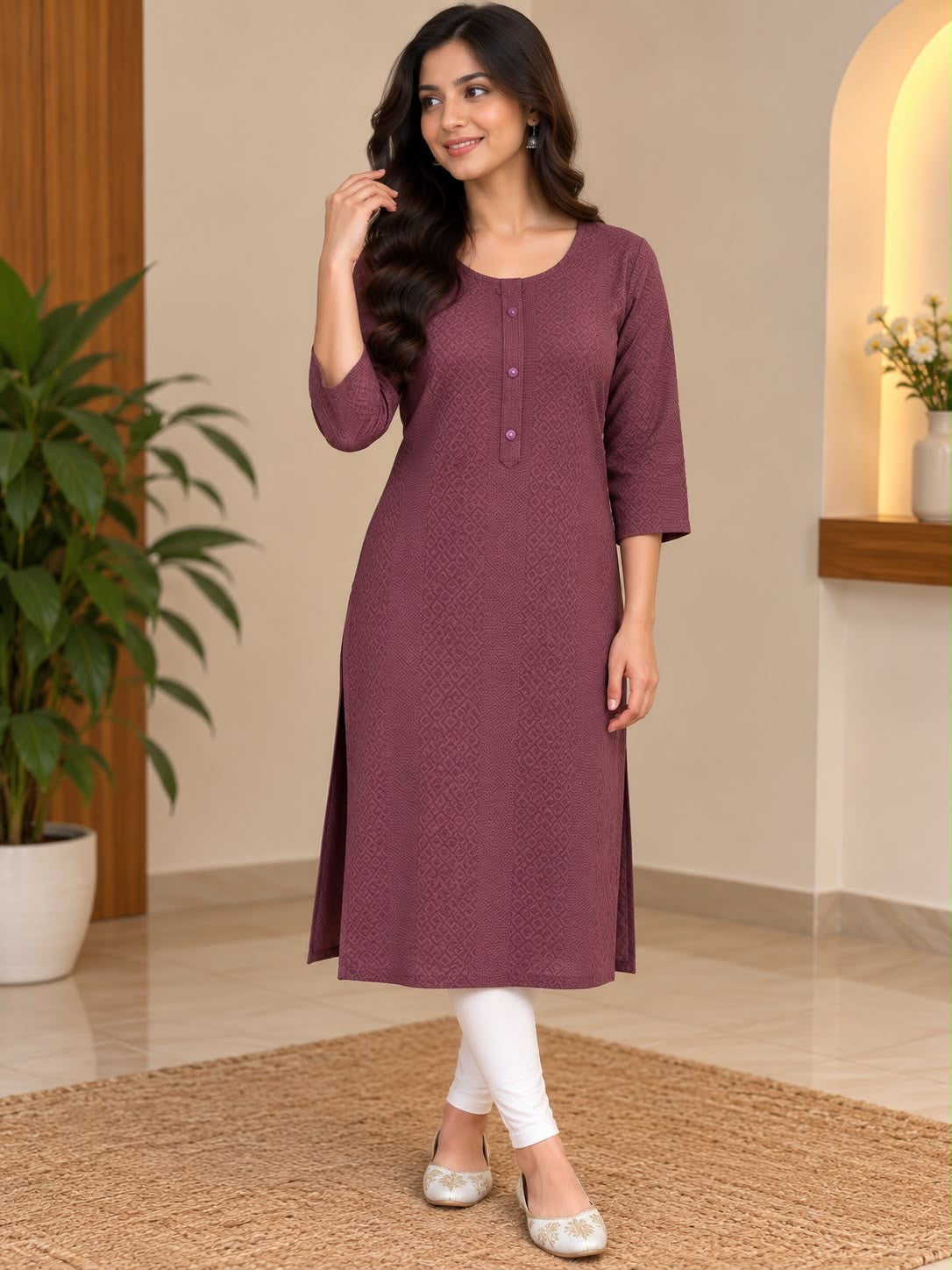Damen-Kurta in Taupe, Vorderansicht