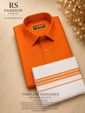 Velvet Oddu Veshti with Shirt – Orange 44 XXL