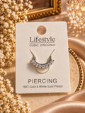 Silberfarbener Nasenring Piercing mit Zirkonia-Steinreihe