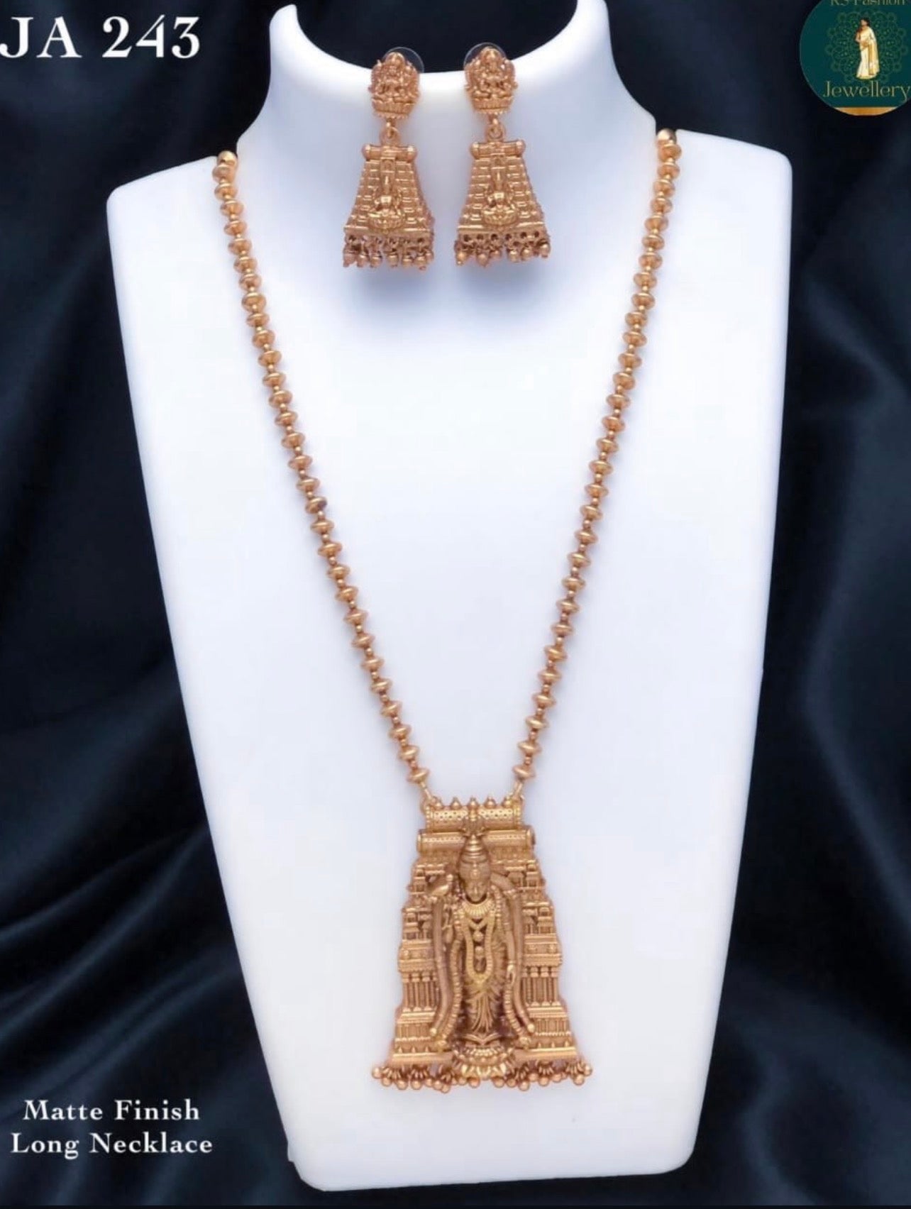 JA 243 – Matte Finish Long Necklace Set