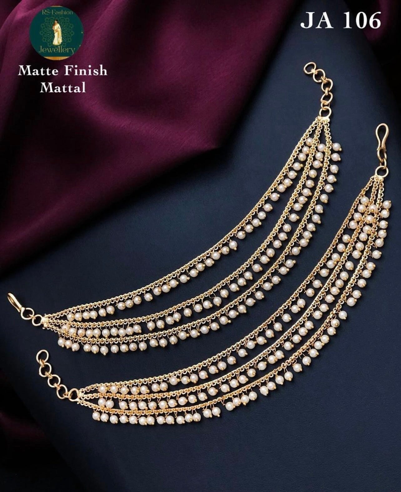 Ear Chain – Matte Finish Mattal mit Perlen 3 Reihen