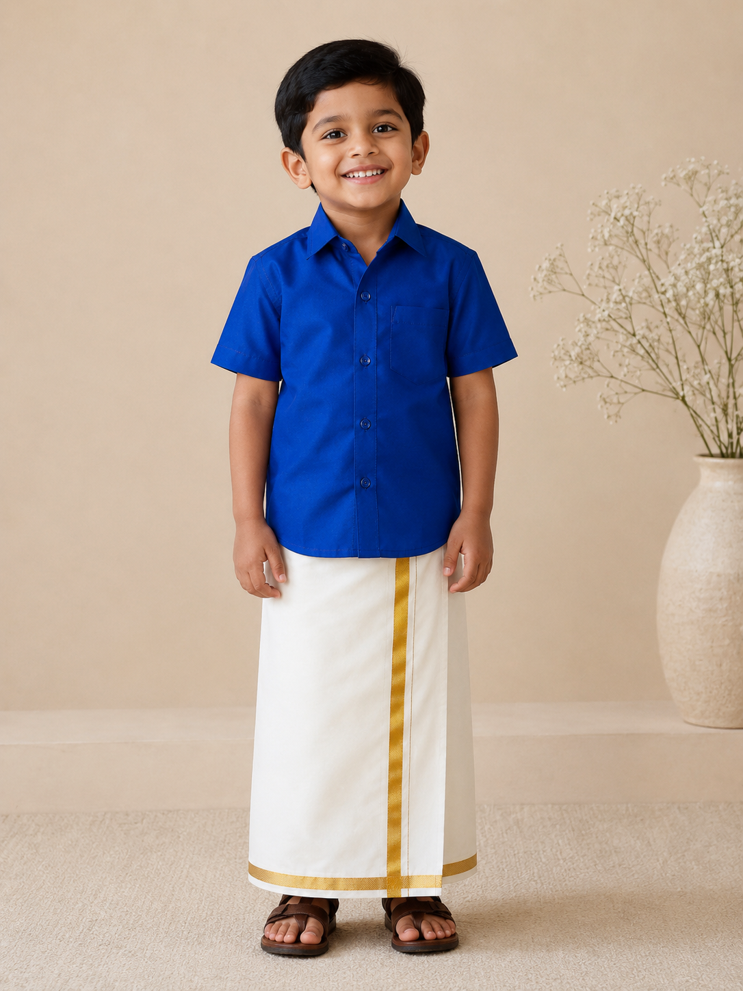 Veshti & Shirt Set – Royal Blue (1–2 Jahre)