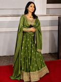 Green Silk Embroidered Anarkali Set L size major to XL