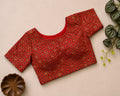 Handloom Khadi Cotton Saree Blouse CF-260 – Red Ditsy Ajrakh Print