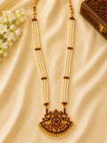 Long Pearl & Kemp Pendant Necklace