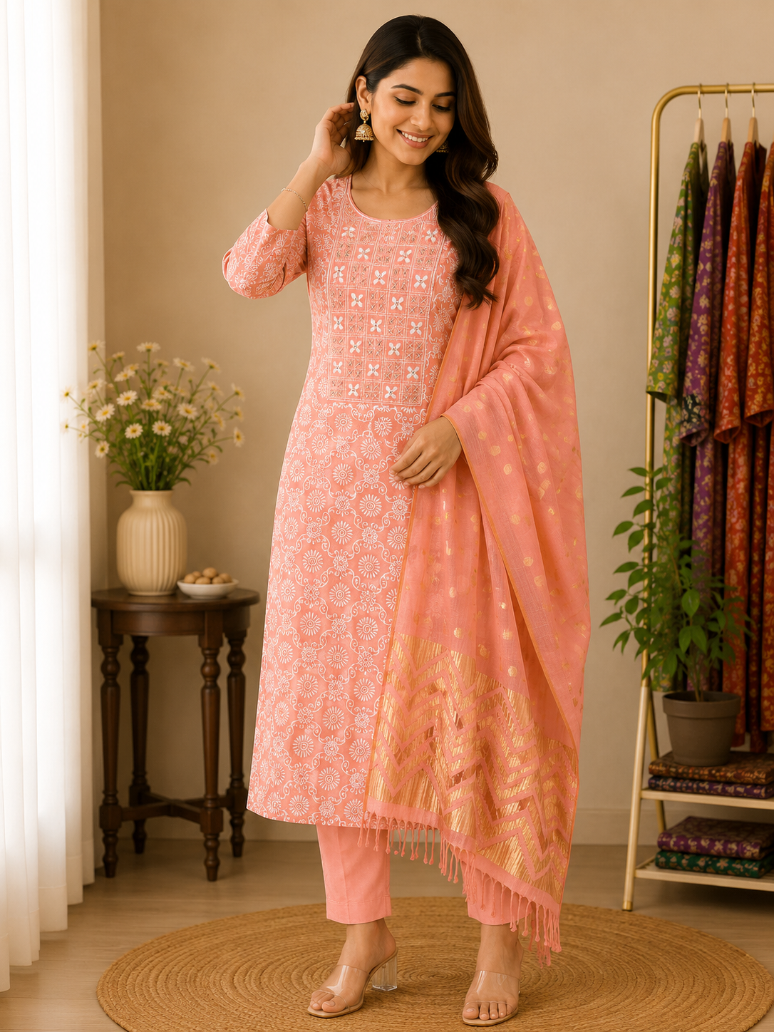 Peach Kurta Set german size M