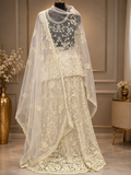 Ivory Embroidered Net Lehenga Set blouse Unstiched