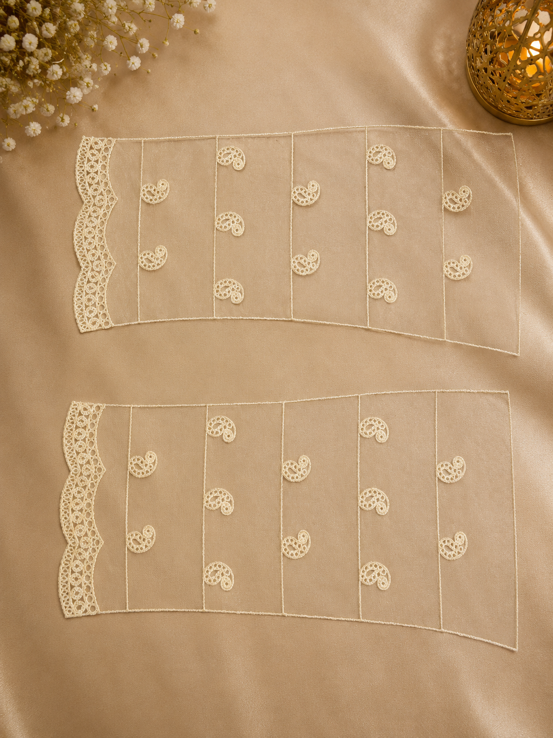 Ivory Embroidered Net Lehenga Set blouse Unstiched
